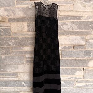 Nanette Lepore Black Lace & Velvet Dress | Made in NYC | Sheer Detail